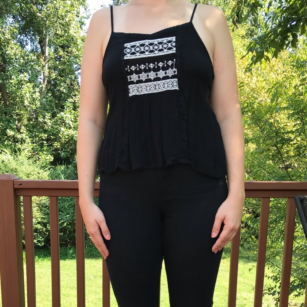 Black Embroidered Tank top